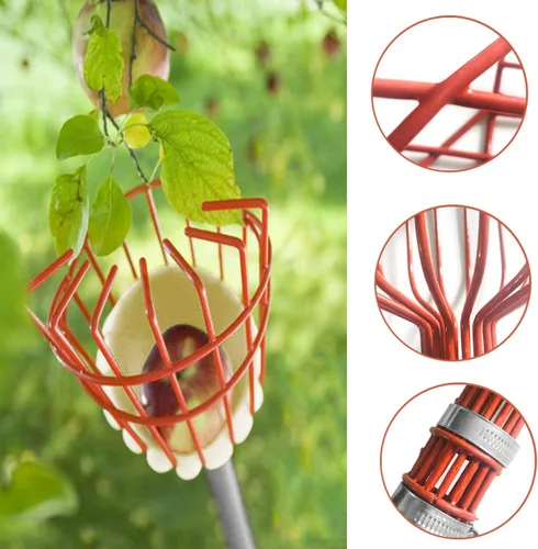 Miniatura 3 de COCONUT Herramienta recolectora de frutas, recogedor de frutas de 5 pies con cesta de mango largo ajustable, fácil de montar y usar, recogedor