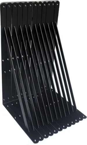 Miniatura 28 de Paquete de 16 soportes de estante resistentes negros de 20 pulgadas de largo x 12 pulgadas de alto con tornillos, soportes de estante de metal