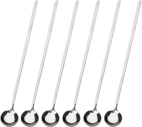 Miniatura 18 de 6 cucharas de café negras, cucharas de café espresso de acero inoxidable 18/8, mini cuchara de té Vogue de 5.2 pulgadas, cuchara pequeña agitadora