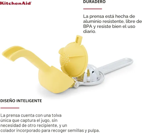 Miniatura 3 de KitchenAid Exprimidor de jugo de cítricos para limones y limas con colector de semillas y boquilla de vertido, limón, 8 pulgadas