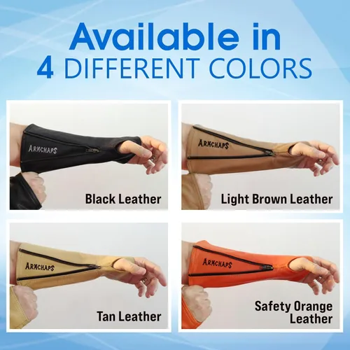 Miniatura 4 de Arm Chaps Mangas Protectoras de Cuero Guardabrazos - Evita Cortes, Arañazos y Moretones - Ideal para Jardinería y Construcción., Negro, Grande