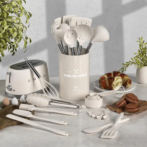 Miniatura 2 de Umite Chef Juego de utensilios de cocina de silicona, 43 espátulas con mango de acero inoxidable, antiadherente, resistente al calor, el mejor juego