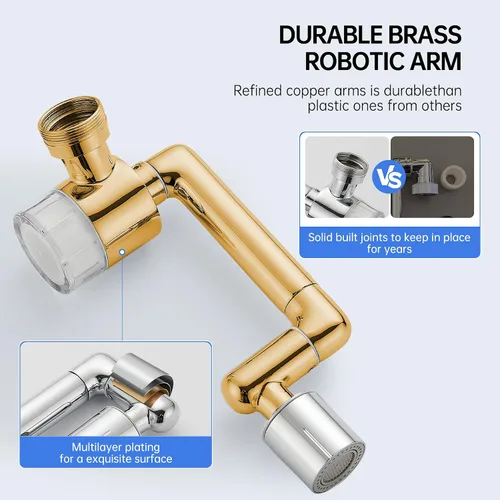 Miniatura 5 de YYKBZ 1440° Extensión de Filtro de Agua Giratoria para Lavabo Aireador, 2 Modos Giratorios para Lavado de Cara y Ojos en Baño/Cocina, Extensión