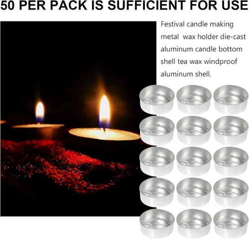 Miniatura 4 de EXCEART Portavelas de aluminio de 1.37 pulgadas, carcasa de metal ligero para hacer velas perfumadas, almacenamiento de dulces y suministros