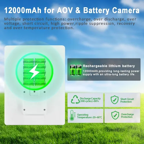 Miniatura 3 de Panel solar de 8 W integrado con batería de 12000 mAh para cámara de seguridad al aire libre, panel de cargador de enchufe 3 en 1
