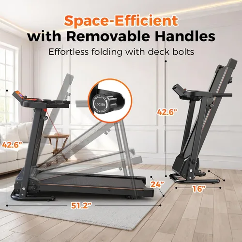 Miniatura 4 de Lastforever Walking Treadmills with Extended Handrails, 2.5HP Quiet Motor, Heart Rate Monitor, 310 lbs Capacity, Treadmill for Seniors, Recovery &