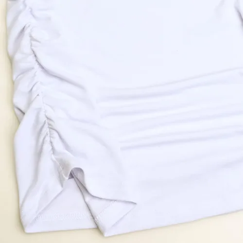 Miniatura 5 de GINKANA Camiseta de maternidad con manga corta de pétalo, cuello en V, con laterales fruncidos, informal, básica, túnica para embarazo