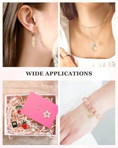 Miniatura 7 de JIALEEY 110 dijes esmaltados chapados en oro surtidos para hacer joyas, collares, pulseras, suministros de manualidades, Zinc, Aleación.