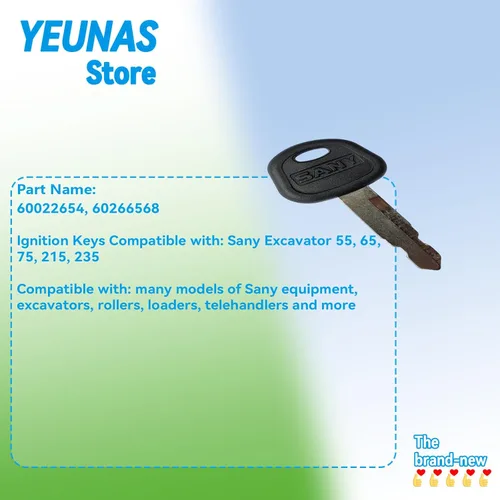 Miniatura 3 de 60266568 60022654 Reemplazo de llaves de encendido para SANY Modelo 55 65 75 215 235 Excavadora niveladoras y cargadoras (3 unidades)