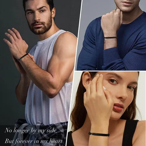 Miniatura 27 de Pulsera de urna personalizada para cenizas, recuerdos de joyería de cremación para mujeres y hombres, pulsera ajustable de cuerda tejida hecha a