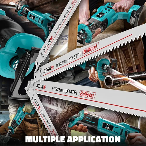 Miniatura 8 de Cerycose Sierra recíproca inalámbrica compatible con batería Makita de 18 V, velocidad variable de 1 pulgada de longitud de carrera, 3200 SPM