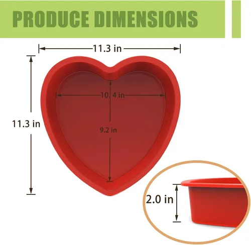 Miniatura 3 de Moldes de silicona en forma de corazón – Sartenes grandes antiadherentes de 11 pulgadas para pasteles y brownies