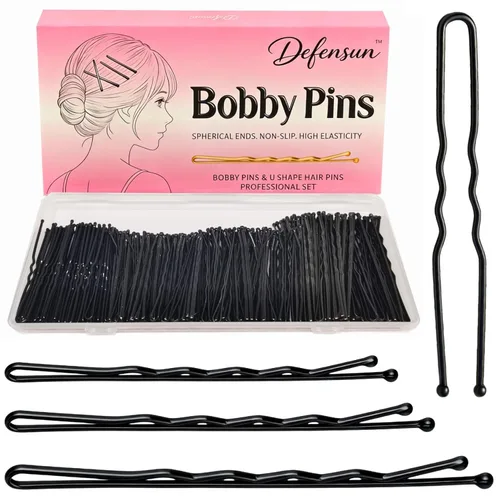 Miniatura 14 de Kit de 200 pines gruesos dorados y rubios, 150 horquillas para el cabello (2.2 pulgadas, 2.36 pulgadas, 2.75 pulgadas) + 50 pines en forma de U