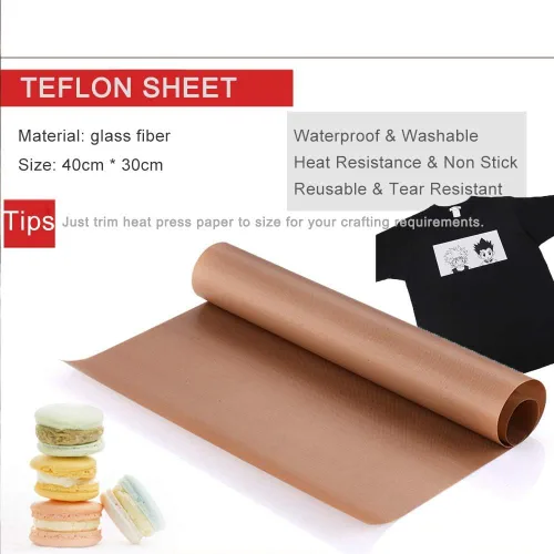 Miniatura 2 de Paquete de 3 hojas de teflón de PTFE para hojas de transferencia de calor de 16 x 12 pulgadas, papel de transferencia de calor antiadherente, Marrón