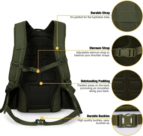 Miniatura 5 de Mardingtop 28L/35L mochilas tácticas Molle senderismo mochilas para acampar senderismo militar viajes motocicleta, Verde militar, 35 L