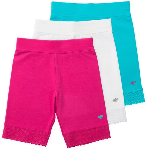 Lucky & Me - Pack de 3 pantalones cortos de ciclismo para niña, Jada, sin etiquetas, algodón súper suave con ribete de encaje, buena cobertura