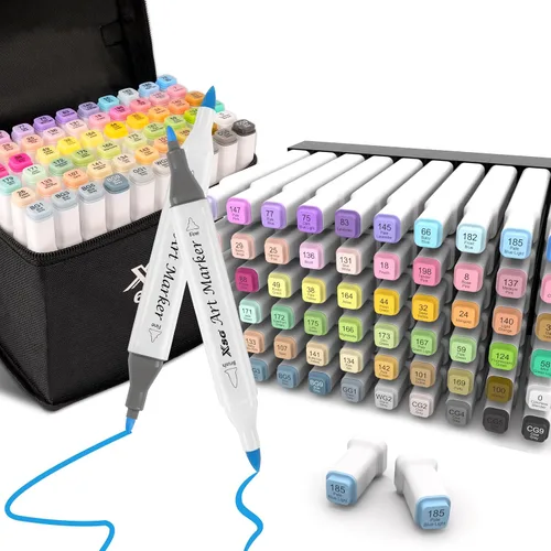 Marcadores de alcohol, 60 colores de doble punta y juego de marcadores artísticos de punta fina, para mezclar y sombrear, ideal para libros de