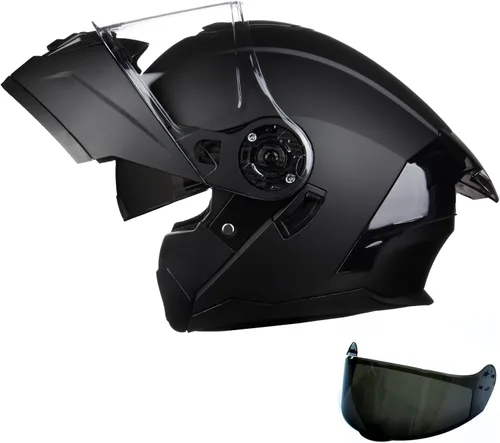 Miniatura 9 de Casco modular para motocicleta con diseño abatible, aprobado por el DOT con visera extra transparente, cascos de cara completa para motocicleta