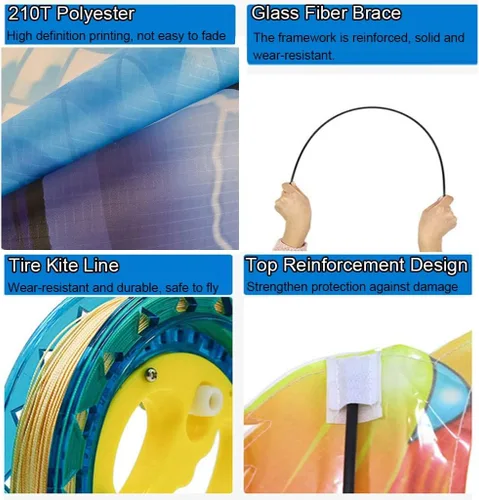 Miniatura 6 de Kites - Cometa gigante de playa para adultos, muy fácil de volar, adecuada para niños y adultos, para la playa/fiesta de kite/campo/parque