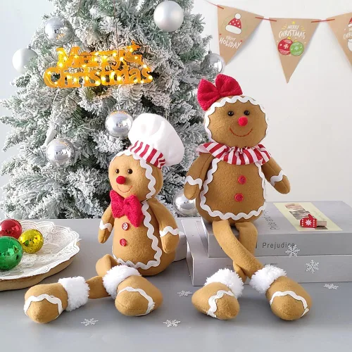 Miniatura 5 de BALONAR Figuras de Hombre de Jengibre de Peluche de Navidad de 15 Pulgadas de Tamaño Grande Niño Niña con Sombrero de Chef Moño Adorno de Navidad