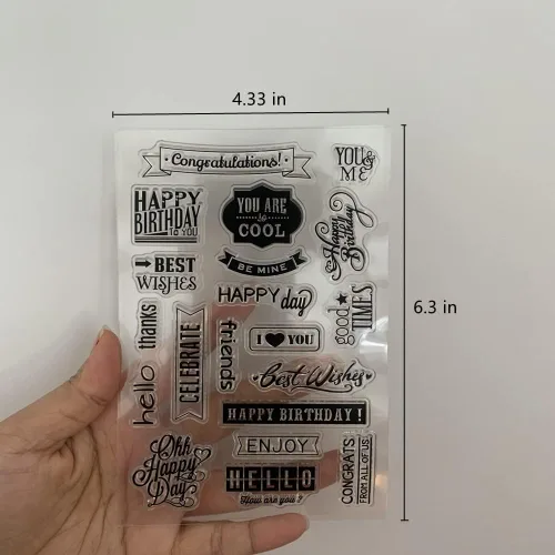 Miniatura 2 de Sellos transparentes de palabras de bendición, diseño de banderines de palabras de felicitación, sellos transparentes de goma de silicona