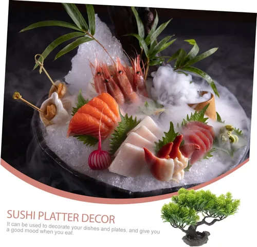 Miniatura 2 de Yardwe Sashimi - Plato decorativo de plantas en maceta, estatua para mascotas, plantas artificiales de árbol bonsái, decoración de mesa, sushi