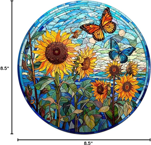 Miniatura 8 de Rompecabezas de madera para adultos, rompecabezas de madera de girasol de cristal, rompecabezas de madera de forma única para adultos, rompecabezas