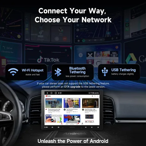Miniatura 3 de A5L - Estéreo de coche doble DIN y DIN individual de 10 pulgadas, pantalla táctil QLED flotante, Carplay inalámbrico y Android Auto, conexión