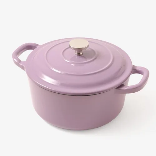 Miniatura 9 de RJ Legend Horno holandés de hierro fundido pre-sazonado de 1.9 cuartos de galón con asa, esmaltado, morado Púrpura