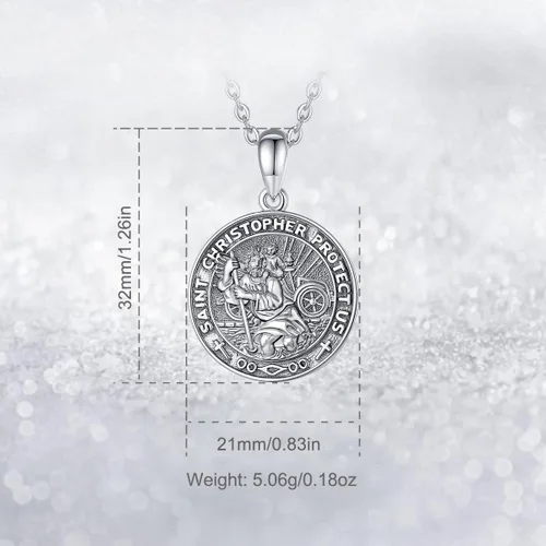 Miniatura 181 de Vito Collar de plata de ley 925 para mujeres y hombres, San Benito, crucifijo, Caravaca, San Cristóbal, San Judas, medalla patronal, amuleto