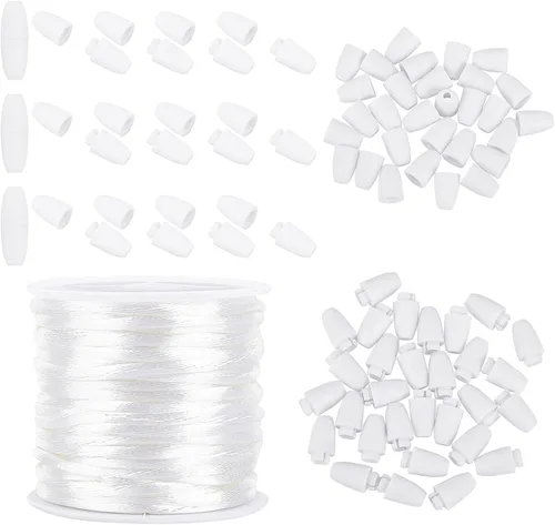 Miniatura 7 de PH PandaHall 30 Juego de Cierres Separables para Cordones, Cuerdas de Cordón de Nylon Dorado de 10m 2mm con Conectores de Barril de Plástico