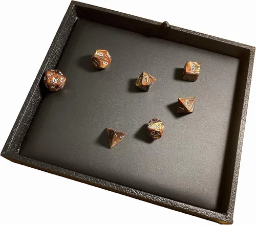 Miniatura 9 de N'icePackaging - Bandeja de dados acolchada negra de lujo con bolsa de dados de viaje de arpillera azul - para juegos de rol/mesa/D&D 5e / rodar