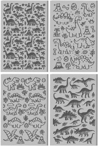Miniatura 8 de CHGCRAFT 4 hojas de textura de arcilla de dinosaurios, patrón de volcanes, hojas de textura de arcilla polimérica, herramientas de bricolaje