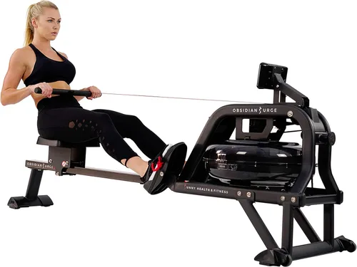 Miniatura 8 de Sunny Health & Fitness Premium Water Rower w/Intensive Dynamic Real-Time Resistance, 300 LB Capacity Flip-able Rowing Machine for Home Training