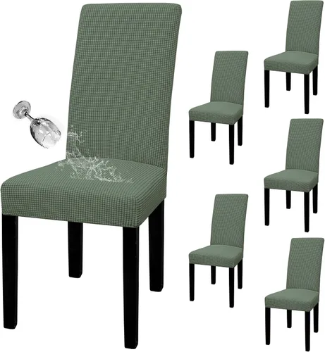 Miniatura 26 de Easy-Going - Juego de 2 fundas para sillas de comedor 100% impermeables, de tela Jacquard elástica, fundas protectoras removibles y lavables