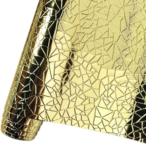 HYANG - Cubo de agua de metal con relieve de espejo dorado, hojas de piel sintética dorada, 1 rollo de 12 x 53 pulgadas, piel sintética muy adecuada