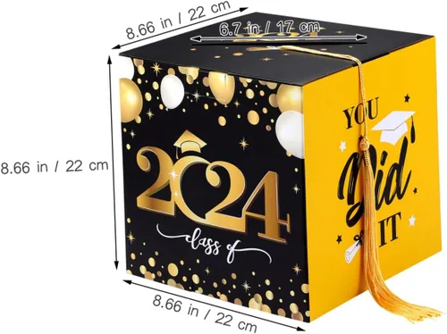 Miniatura 2 de Unomor Caja de tarjetas de graduación 2024 Felicidades para fiesta de graduación, suministros para fiesta de graduación 2024, suministros