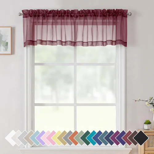 Miniatura 32 de Aiyufeng 2 paneles de cenefa transparente negra de 14 pulgadas de largo, cortinas cortas negras transparentes para dormitorio, cortinas de cocina