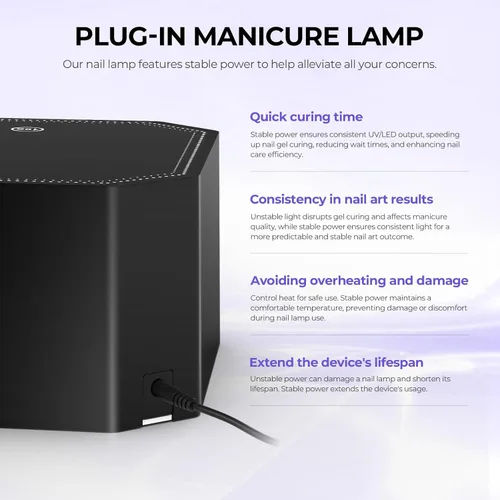 Miniatura 7 de Lavinda Lámpara de uñas LED UV de 54 W, luz de uñas de gel enchufable con pantalla LCD, 4 temporizadores, sensor automático, longitud de onda doble