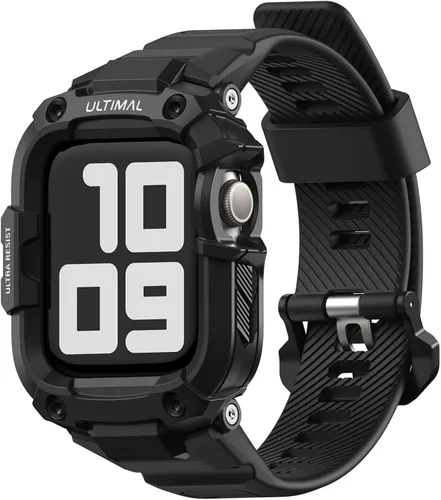 Miniatura 19 de ULTIMAL - Correa resistente con estuche para Apple Watch Ultra 3/2/1 (49 mm) y SE 3/2/1 y Series 11 10 9 8 7 6 5 4 (46 mm/45 mm/44 mm), correa Negro