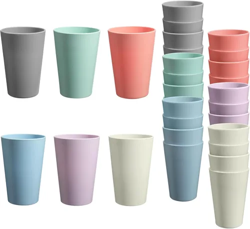 Miniatura 17 de Juego de 24 vasos de plástico irrompibles, vasos de plástico reutilizables de 20 onzas, vasos de agua apilables, vaso para beber para cocina