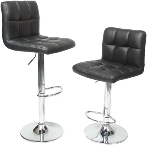 Juego de 2, taburetes de bar de cuero moderno hidráulico giratorio silla de comedor taburetes de bar (negro)