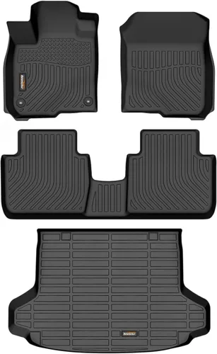 Miniatura 16 de Alfombrillas para todo tipo de clima y forro de carga para Volkswagen Atlas 2018-2025 (asiento de cubo de 6 pasajeros), juego completo de 3 filas
