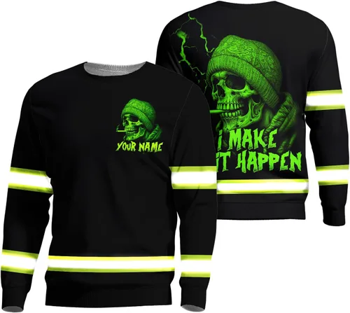 Miniatura 23 de Maddly Polo de alta visibilidad con diseño de calavera y bandera de Estados Unidos, ropa de trabajo patriótica con nombre personalizado para Camisa