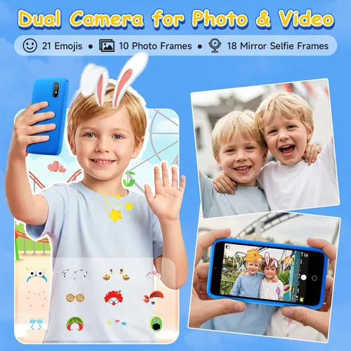Miniatura 2 de MINIBEAR Teléfono inteligente de juguete para niños, 3.97 pulgadas, juguetes de aprendizaje de doble cámara para niños, más de 201