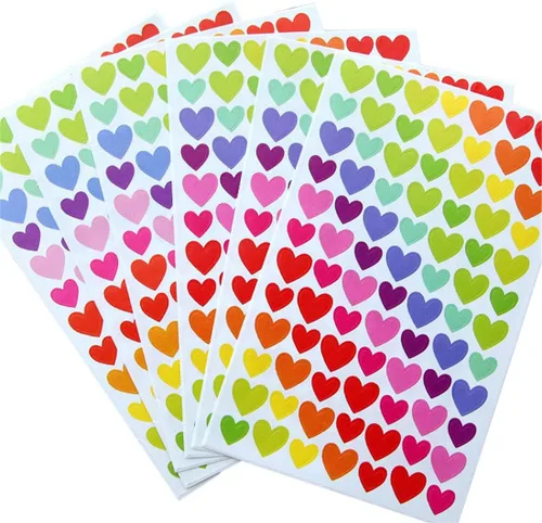 18 hojas de 1512 calcomanías autoadhesivas con forma de corazón colorido, para álbumes de recortes y manualidades para niños (corazones, 18 hojas)