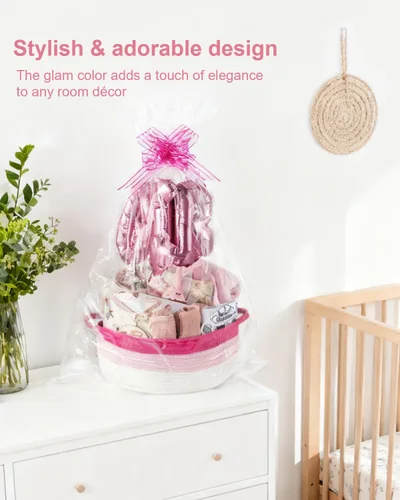 Miniatura 5 de Juego de 22 cestas de regalo para niña, rosa (recién nacido de 0 a 12 meses) Regalos premium para baby shower para niñas: juego de artículos