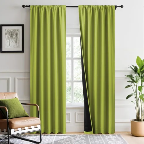 Miniatura 37 de NICETOWN Cortinas blancas 100% opacas, 2 capas gruesas completamente opacas con bolsillo para barra, cortinas aislantes térmicas para Blanco puro