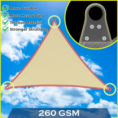 Miniatura 5 de ShadeMart 30' x 30' x 30' Toldo para Sol Beige, Toldo Triangular Resistente, Toldo de Vela Personalizado Tamaño Súper Anillo, Toldo para Patio