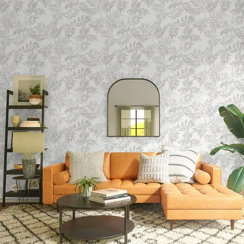 Miniatura 2 de Papel tapiz de hojas neutrales de 393 pulgadas de largo, 17.3 pulgadas de ancho, papel de contacto bohemio para armarios y cajones, moderno